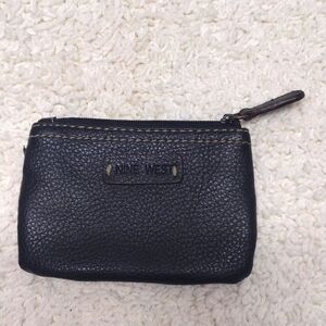 Nine West Leather Black Coin Zipper Purse Wallet